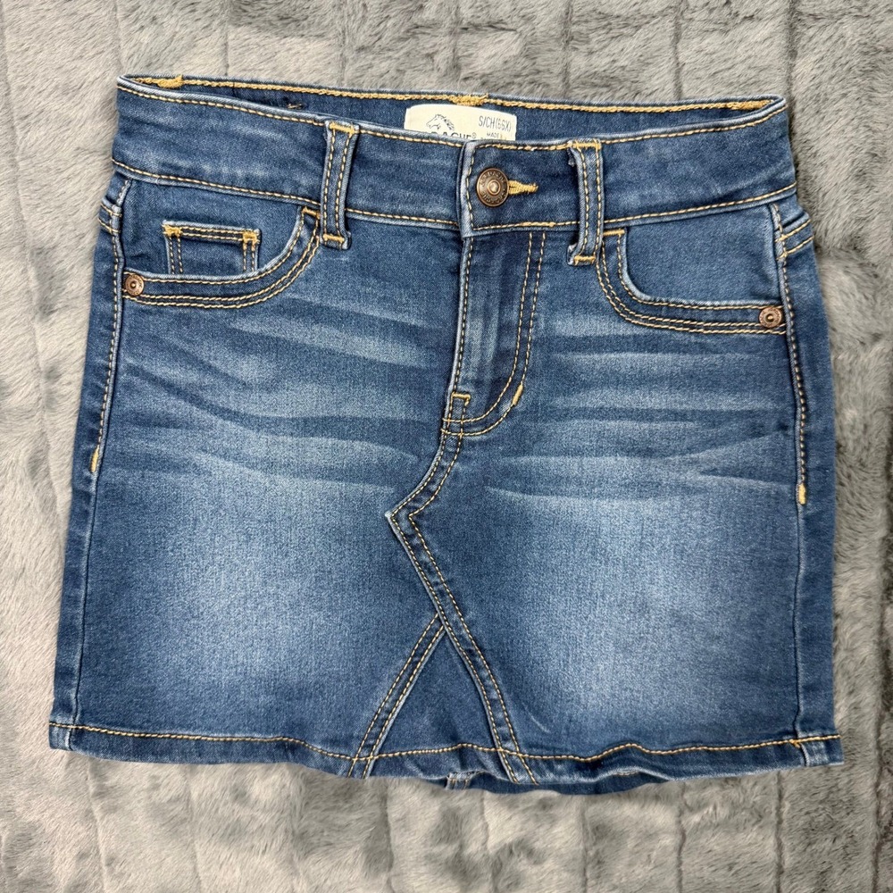 Jordache Girls Dark Wash Denim Mini Skirt Size S 6-6X 25-WU-JD-015801